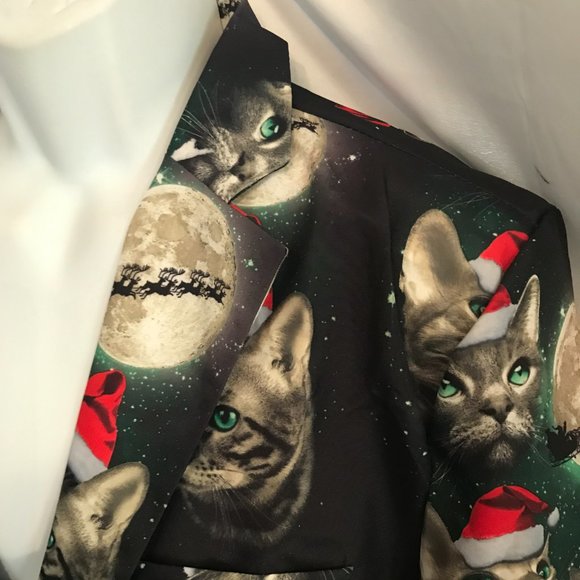 Life Of The Party Suit Adult Christmas Cat Faces Full Body Santa Suit (Untested) - Picture 3 of 9